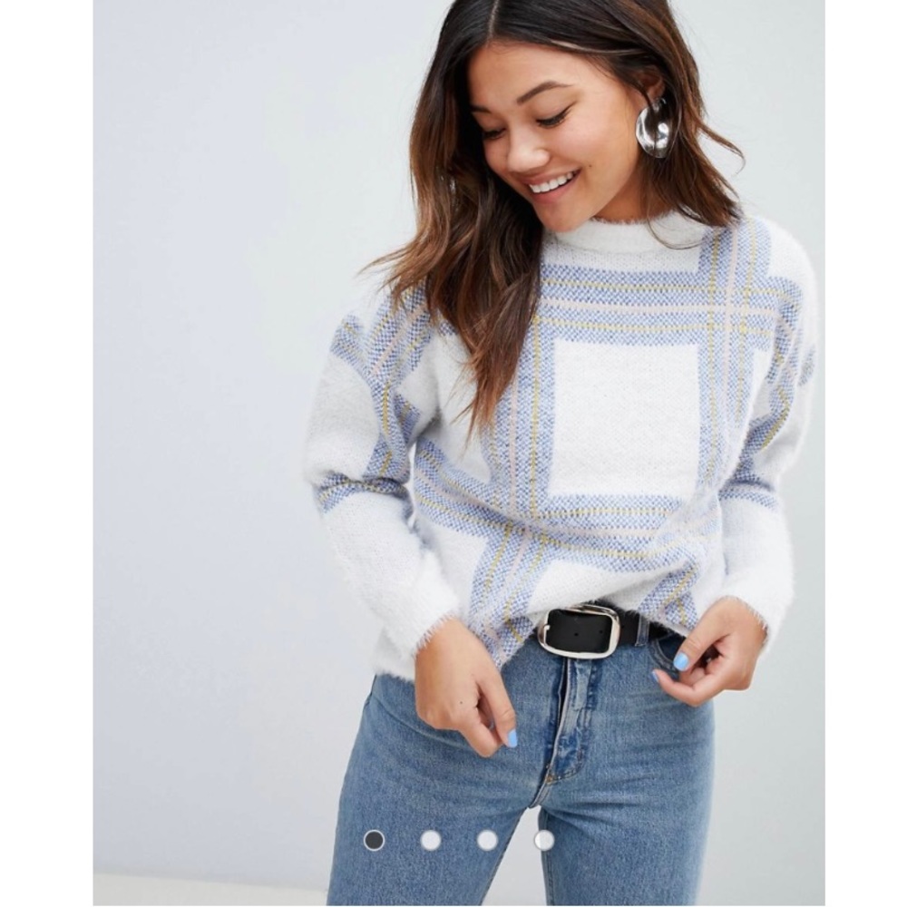 New Look Fluffy Check Sweater